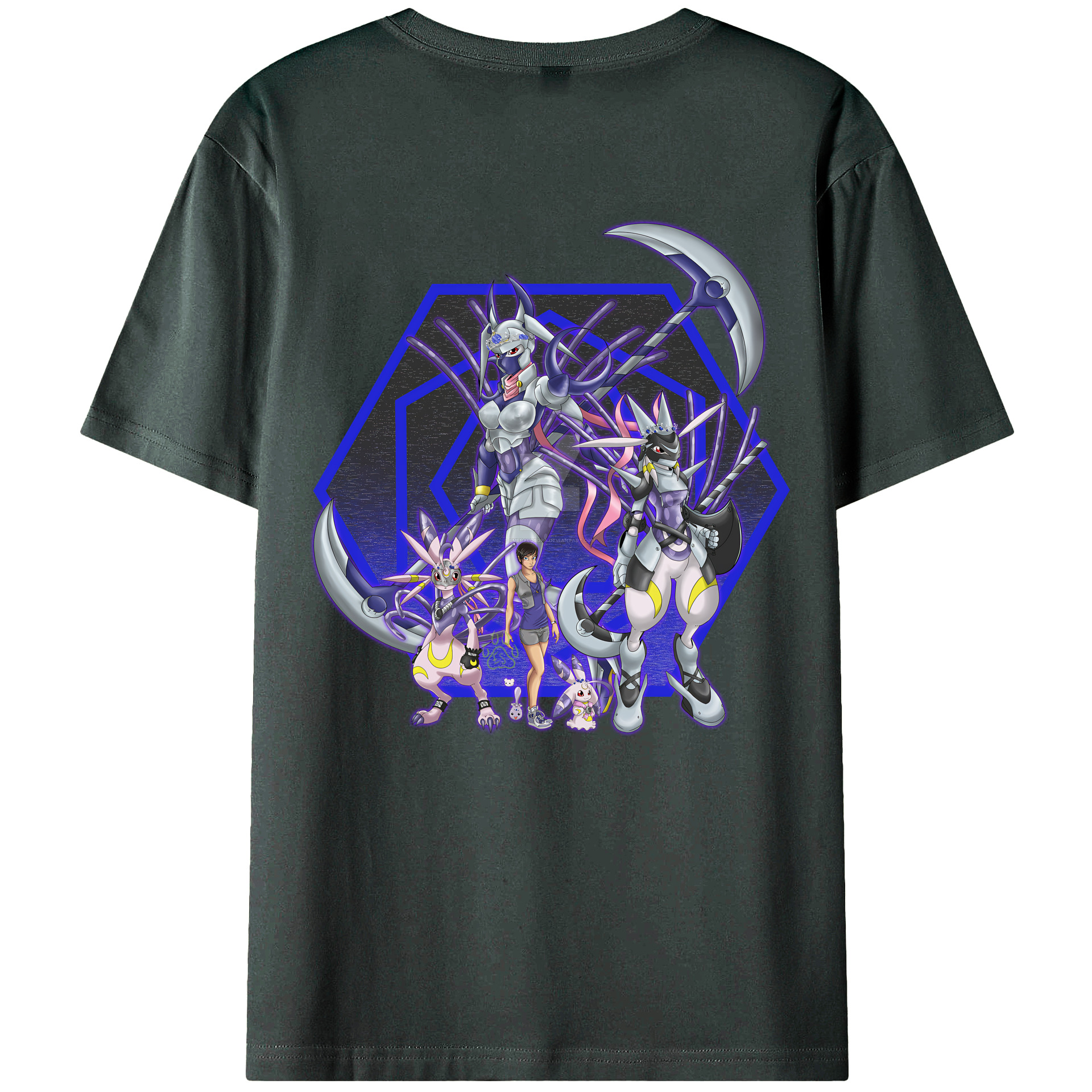 （画像用） Digimon デジタルモンスター/デジモン 綿100％ メンズ半袖Tシャツ（バックプリント） 通気性